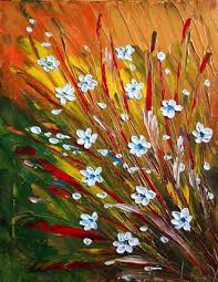 A satisfying and easy pa. Flowers Field Palette Knife Oil Painting By Luiza Vizoli From Abstract Organic Art Gallery