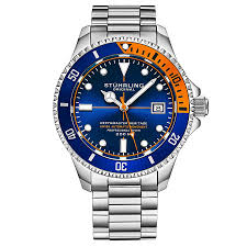 Stuhrling Original Aquadiver Automatic Blue Dial Men S Watch M13517 In 2020 Stainless Steel Bracelet Watches For Men Stainless Steel Case