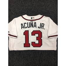 Nike navy alternate 2020 replica player jersey. Ronald Acuna Jr Autographed Game Used Los Bravos Jersey Mlb Auctions