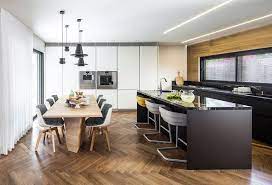 This kitchen island with seating positively screams 'family dinners'. Stylish Seating Options For Modern Kitchen Islands