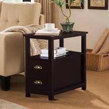 Chairside Side End Table Snack Storage Table Stand With 2 Drawer End Shelf Brow Side Chairs Living Room Living Room Drawers Living Room End Tables With Drawers