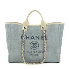Chanel Canvas Deauville Large Tote Light Blue Chanel Handbags Tote Chanel Tote Bag Tote Handbags