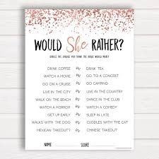 Editable Would She Rather Bridal Shower Games Rose Gold Etsy In 2020 Bridal Party Games Wedding Shower Games Rose Gold Bridal Shower