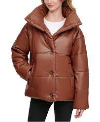 Dkny Oversized Faux Leather Puffer Coat Created For Macy S Reviews Coats Women Macy S In 2021 Puffer Coat Oversized Puffer Coat Big Clothes