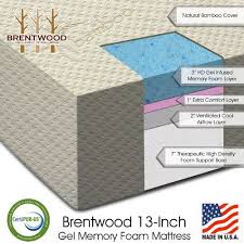 Brentwood 13 Gel Infused Hd Memory Foam Mattress 100 Made In Usa Certipur Foam 25 Yea Memory Foam Mattress Memory Foam Mattress Reviews Gel Memory Foam