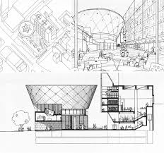 National Centre For Literature Swansea Competition Entry By James Stirling Architecture Drawing Diagram Architecture Round Building