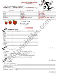 Degrees Of Comparison Esl Worksheet By Dace