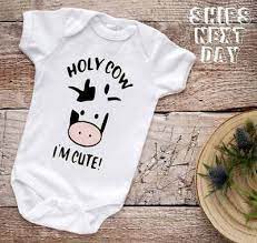 Download Holy Cow I M Cute Baby Shirt Fashion Clothing Shoes Accessories Baby Babytoddlerclothing Ebay Link Cow Baby Clothes Baby Boy Onsies Baby Cows