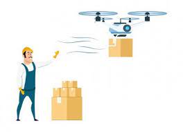 Flying Drone Delivery From Storage Or Warehouse Stock Vector Affiliate Delivery Drone Flying Storage Ad Drone Delivery Flying Drones Drone