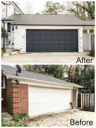 Black And White House With Red Brick Image Result For Dark Red Brick House With Black Shutters Black Garage Door Brick Exterior Makeover Brick Exterior House Home Exterior Makeover