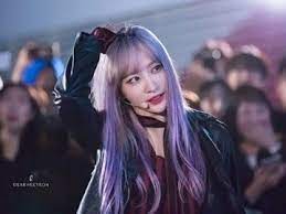 Fans Cant Get Enough Of The Beauty Of This Purple Hair Idol Kpop Hair Color Hani Ahn Hani