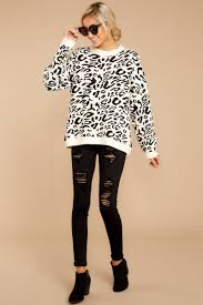 Trendy White Leopard Print Sweater Animal Knit Sweater Top 45 Red Dress Boutique Leopard Print Sweater Clothes For Women Trendy Clothes For Women