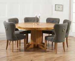 Mark Harris Turin Oak 150cm Round Dining Set 6 Kalim Grey Chairs Round Oak Dining Table Round Pedestal Dining Round Pedestal Dining Table