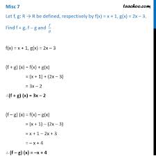 Misc 7 Let F X X 1 G X 2x 3 Find F G F G F G