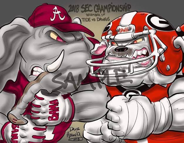 University Of Georgia Bulldogs And Alabama Football 2018 SEC Championship  Art