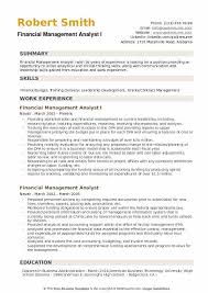 Financial Management Analyst Resume Samples Qwikresume