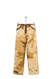 Pixelated trousers in silk CamelMulticolor - LOEWE