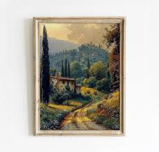 Tuscan Hillside With Charming Village Countryside Printable Art for Home  Decor Art Academi