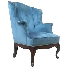 Italian Light Blue Velvet Wingback Style Armchair 1950s For Sale At 1stdibs