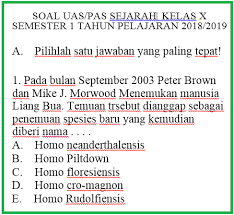 Kunci jawaban uas sejarah indonesia kelas 10. Soal Sejarah Indonesia Kelas X Semester 1 Seputar Sejarah