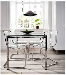 Ikea Tobias Stuhl Transparent Verchromt Amazon De Kuche Haushalt