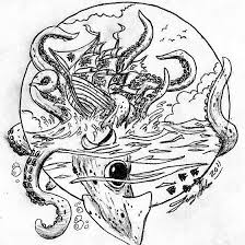Learn how to draw step by step in a fun way!come join and follow us to learn how to draw. Kracken Attack Square Sail Ship Monster Sea Ship Ocean Water Squid Kracken Fish Art Sketch D Drawing In Circle Nautical Drawing Sea Monster Tattoo