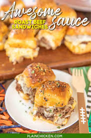Often beef sandwiches are served hot with gravy and fried onion but for a picnic it is more convenient you can use roast beef slices that are left over from a meal or buy thinly sliced beef from a deli or supermarket. Awesome Sauce Roast Beef Sandwiches Plain Chicken
