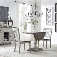 Maybe you would like to learn more about one of these? Cottage Lane Drop Leaf Single Pedestal Table 3 Piece Dining Set In Antique White Finish With Weathered Gray Tops By Liberty Furniture 350 Cd 3dls