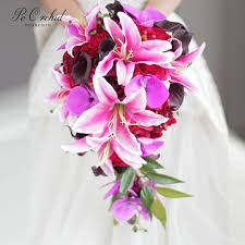 Maybe you would like to learn more about one of these? Peorchid 2020 Red Pink Lily Rose Waterfall Wedding Bouquet Silk Flower Decoration Artificial Teardrop Bouquet For Brides Custom Wedding Bouquets Aliexpress
