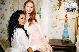 see first photos of vanessa morgan partying with her riverdale costars during wedding reception in 2021 vanessa morgan madelaine petsch cheryl blossom riverdale