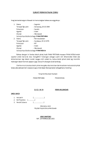 Di antaranya dari contoh surat kuasacerai talak yang intinya adalah mengkonfirmasi dan memastikan, serta menguatkan dengan surat perjanjian yang telah dibuat bahwa telah resmi bercerai maupun. Surat Pernyataan Cerai