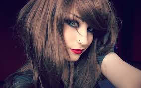 These hair colors are suitable for a range of impressive emo styles. Wallpaper Face Women Model Nose Rings Long Hair Brunette Singer Red Lipstick Blue Black Hair Emo Mouth Person Skin Head Color Girl Beauty Smile Eye Lady Blond Hairstyle Portrait Photography Photo