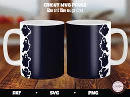 Coffee Mug Svg Mug Press Template Ghost Border Wrap Etsy In 2021 Mug Press Mugs Infusible Ink