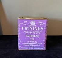 Vintage Twinings Tea Tin - Darjeeling Tea Lavender Coloured Tin -  Collectible Tins