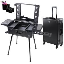 Aw 4 Wheel Pro Rolling Makeup Cosmetic Case W Led Light Stand Rolling Makeup Case Makeup Train Case Makeup Station