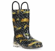 Kids Build Site Lighted Rain Boots Black Western Chief