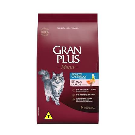 RACAO GATO - GRAN PLUS GATO CASTRADO SALMAO  - 10,1KG