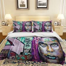 3D Woman Graffiti Quilt Cover Set Duvet Cover Bedding Pillowcases