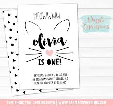 Black And White Birthday Party Invitations Printable Kitten Birthday Invitation Modern Cat Party Black White And Pink Kitty Invite Little Girls Birthday Kitten Invitations Cat Birthday Party Invitations Cat Birthday Invitations