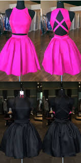 Homecoming Dress 2017 Two Piece Homecoming Dress Short Hot Pink Homecoming Dress Li Hot Pink Homecoming Dress Elegant Prom Dresses Pink Formal Dresses Short