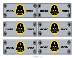 star wars inspired chore chart and chore bucks