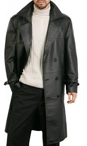 Augusta Guys Black Double Breasted Leather Overcoat In 2020 Leather Trench Coat Mens Long Leather Coat Leather Jacket Men