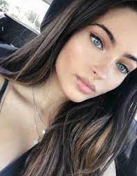 To finish off the makeup, reach for a brown or neutral lipstick with a pink or peach undertone. Hair Bangs Blonde Makeup 60 Ideas Brown Hair Blue Eyes Blonde Hair Red Lips Dark Hair Blue Eyes