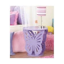 Butterfly End Table Night Stand Bedroom Furniture Purple Wooden Round Shelf Lamp Butterfly Room Butterfly Bedroom Decor