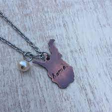 West Virginia Copper State Necklace Hand Stamped Etsy State Necklace Stainless Steel Chain Hand Stamped