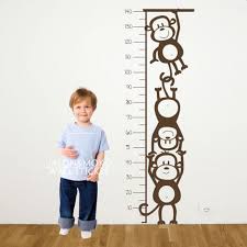 us 14 98 monkey height chart wall decal childrens room or baby nursery vinyl sticker vinyl wall art decal 50 140cm free shipping in wall stickers