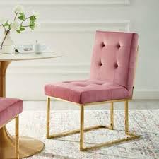 Modway Privy Gold Dusty Rose Gold Stainless Steel Performance Velvet Dining Chair Eei 3744 Gld Dus The Home Depot Velvet Dining Chairs Steel Dining Chair Dining Chairs