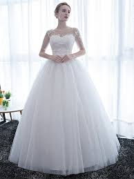 No need to worry about either. Ball Gown Wedding Dresses Scoop Neck Floor Length Satin Lace Over Tulle Half Sleeve Simple Backless With Lace 2020 Illusion Sleeve 5004498 2021 116 99
