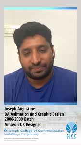 Joseph Augustine, BA Animation and Graphic Design 2006-2009 Batch, amazon  ux designer and guest faculty at SJCC