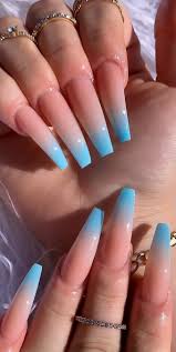 Hand painted by qualified nail tech, artistic person. 50 Styles Of Full Length Nails By 2020 Blue Ombre Nails Pink Ombre Nails Ombre Acrylic Nails